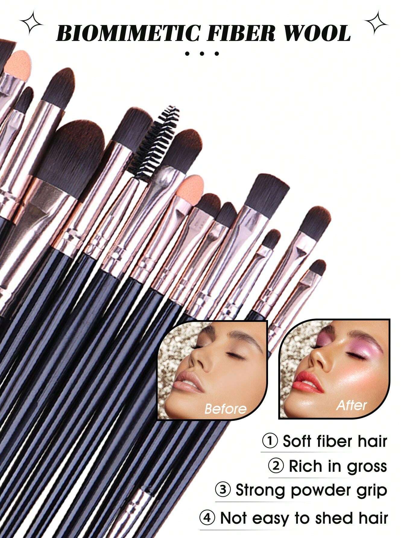 Shein 20pcs Makeup Brush Set and 1pc Storage Stand+6PCS Makeup Puff+5PCS Makeup Sponge with bag - Image 7