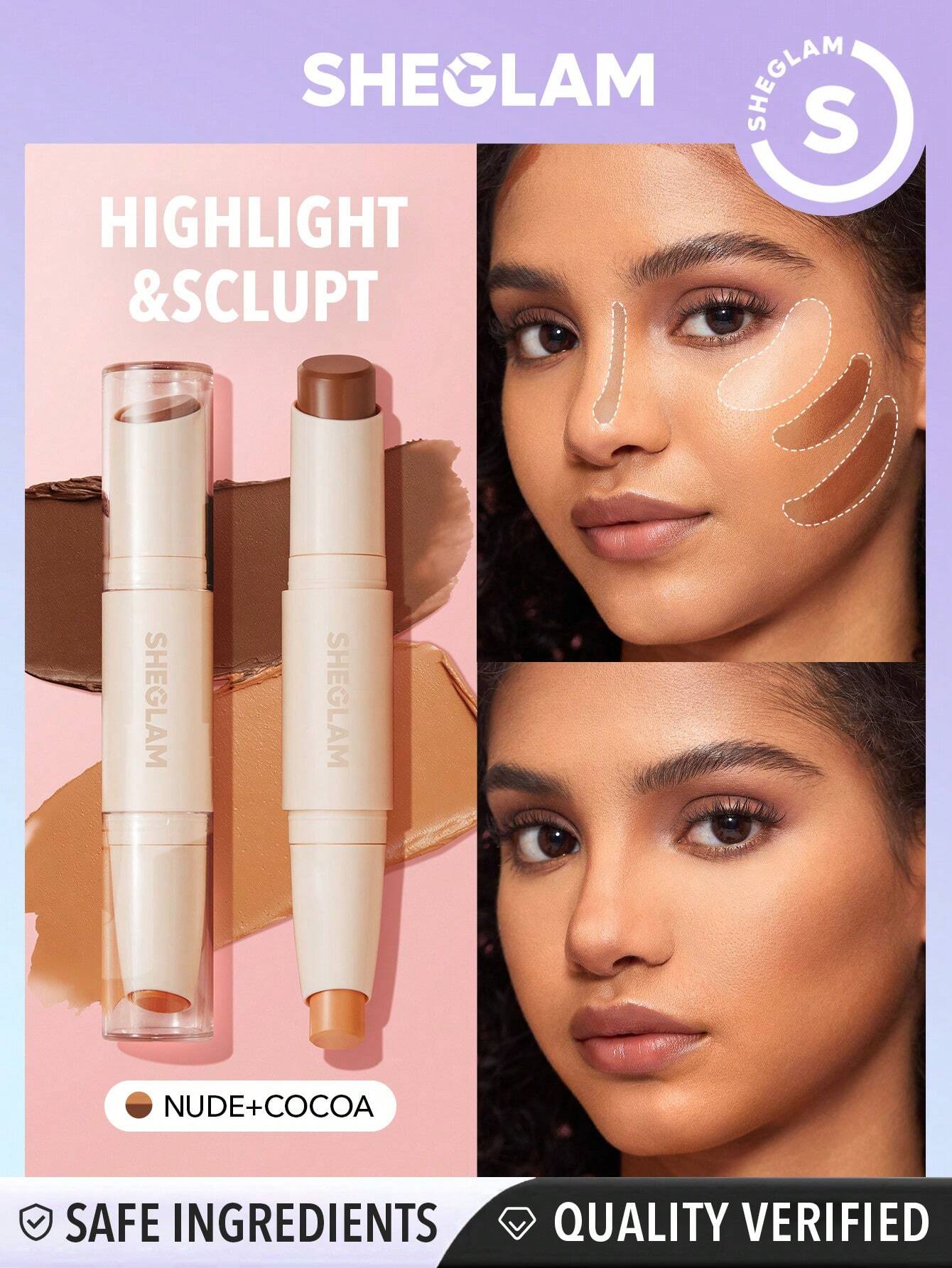 Sheglam Color and Sculpt Stick 2 In 1 Contour Dual Head Highlighter - الصورة 6