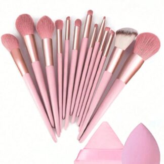 Shein 13pcs pink Makeup Brushes + Puff And Sponge