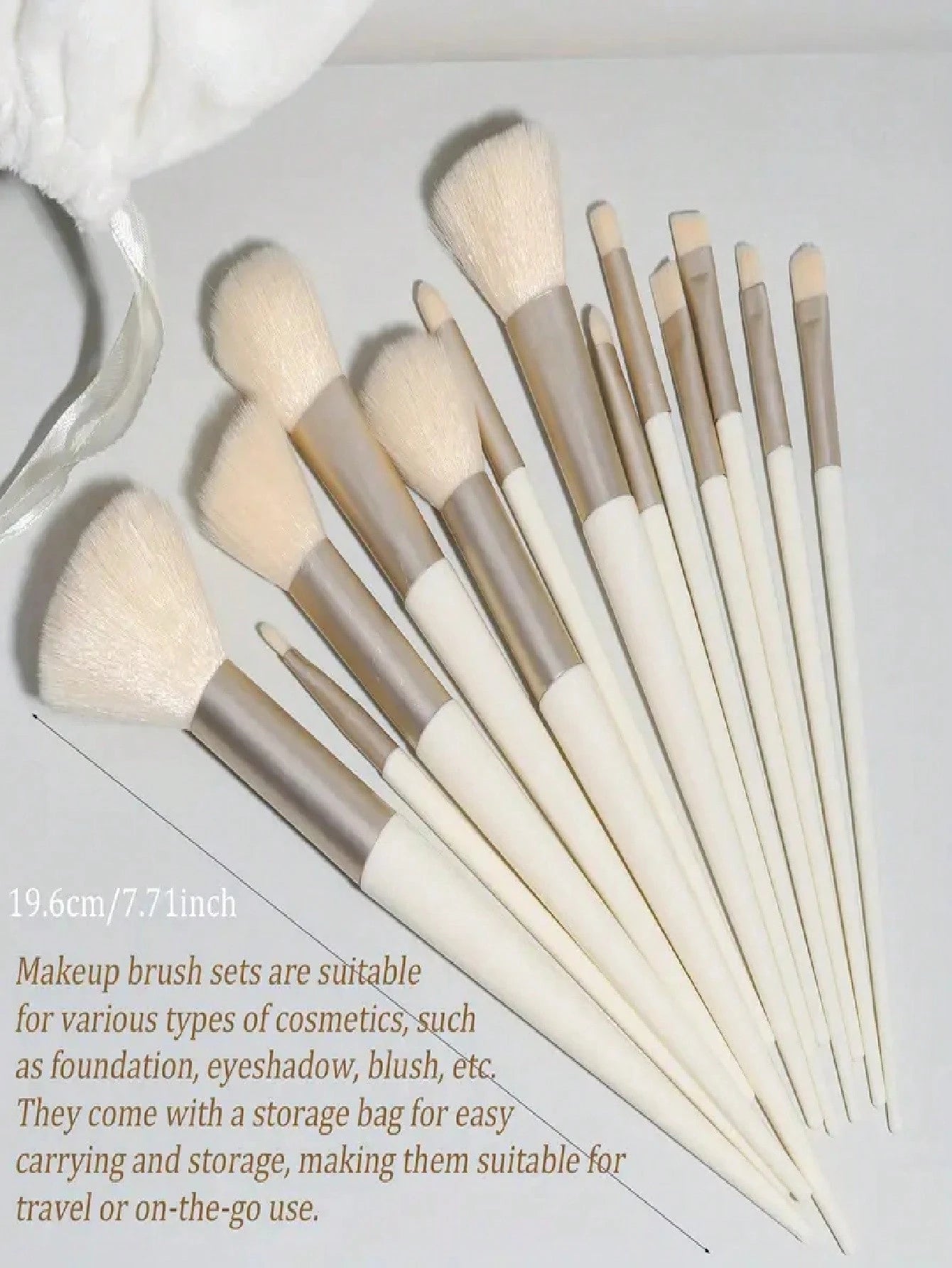 Shein 13 piece yellow makeup brush set with bag - الصورة 7