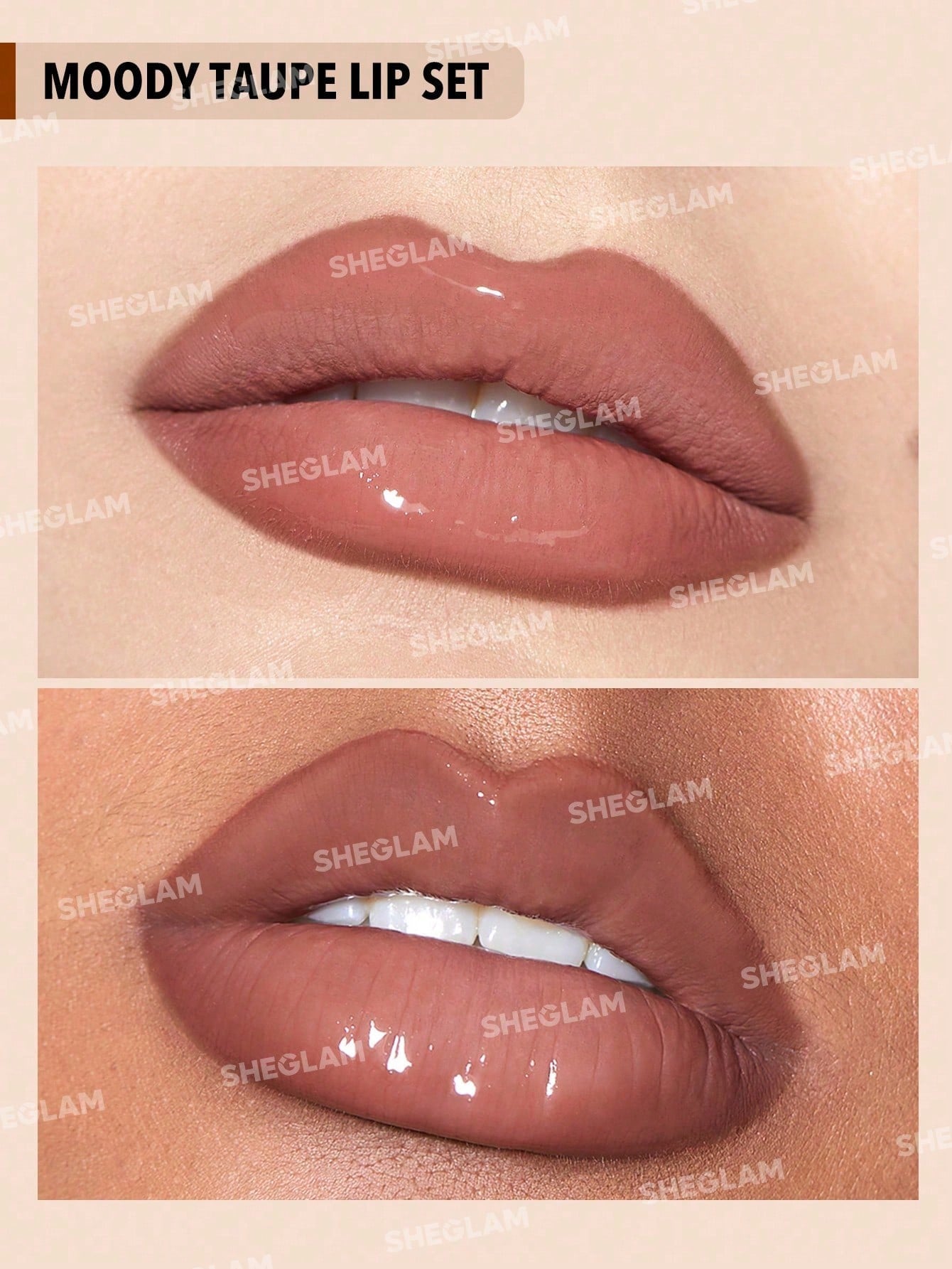 Sheglam 3 in 1 Lip Kit - Soft 90 s Glam and Moody Taupe Lip Liner - الصورة 3