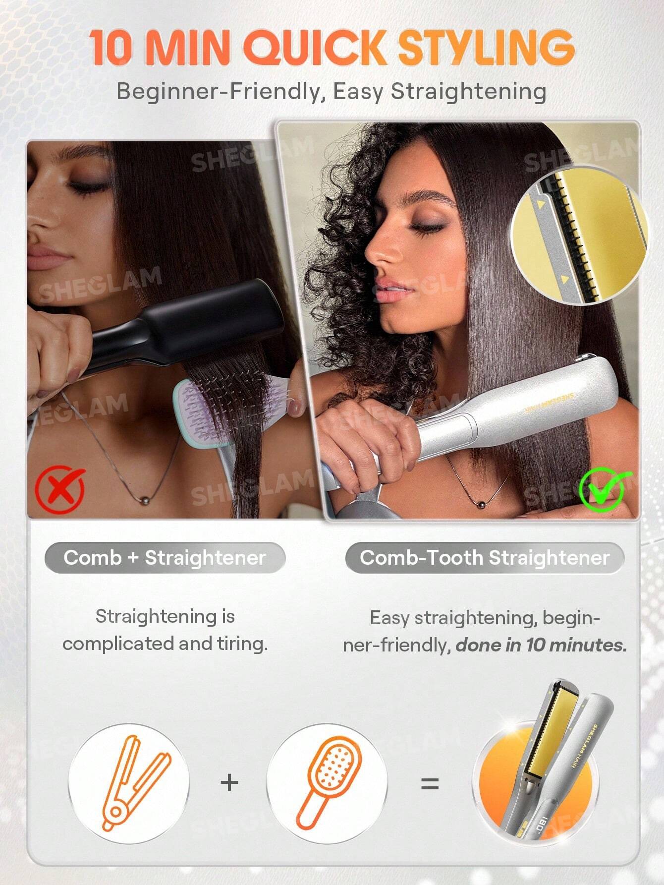 Sheglam Hair Sleek Chic Wide Glide Straightener 38 mm - الصورة 8