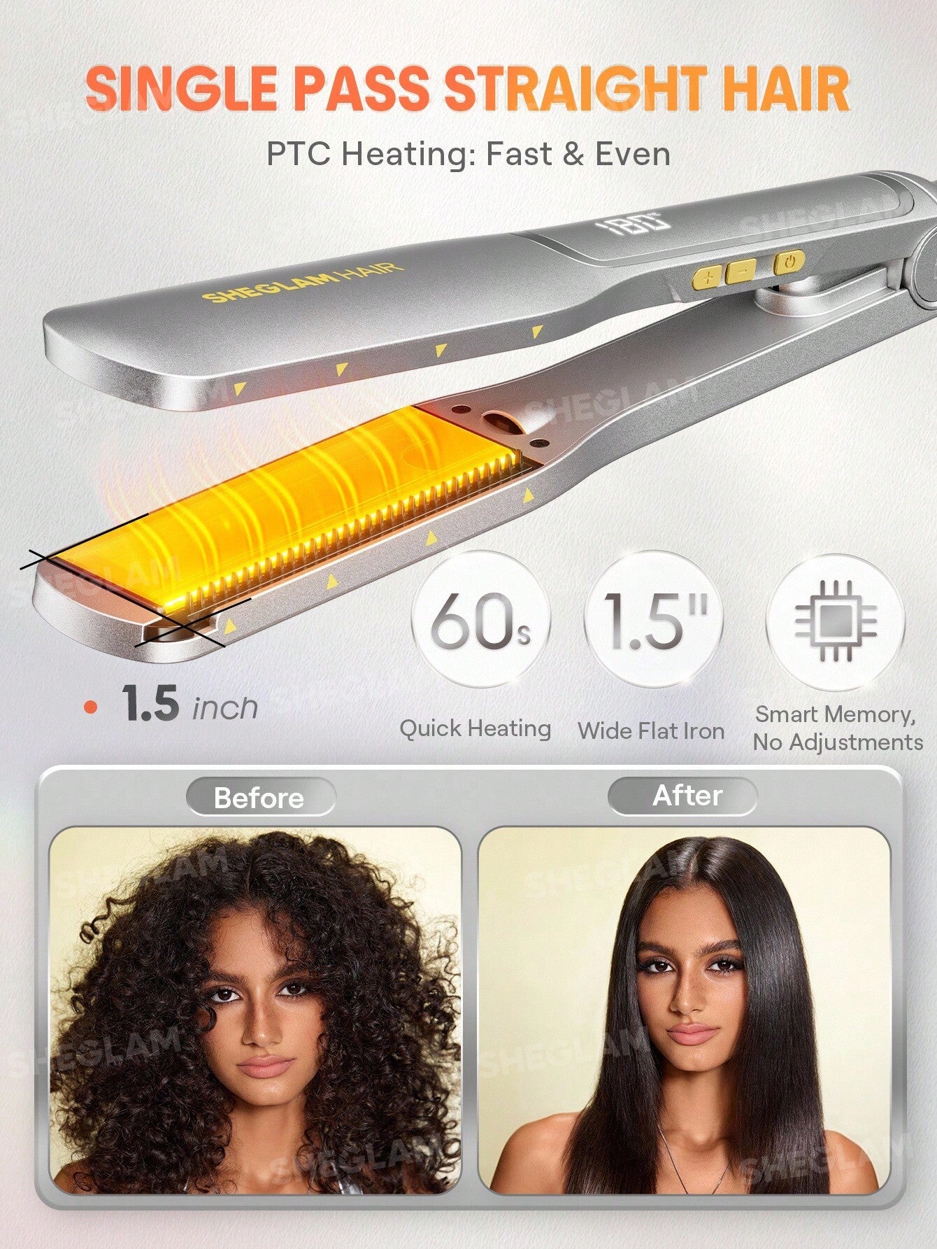 Sheglam Hair Sleek Chic Wide Glide Straightener 38 mm - الصورة 9