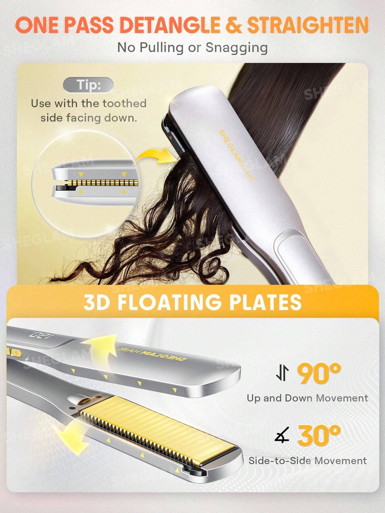 Sheglam Hair Sleek Chic Wide Glide Straightener 38 mm - الصورة 4