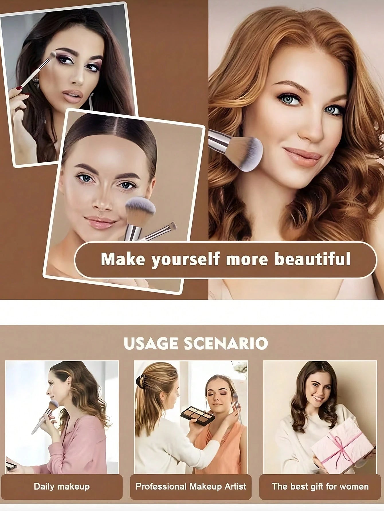 Shein 14Pcs Makeup Brush Set Grey - الصورة 6