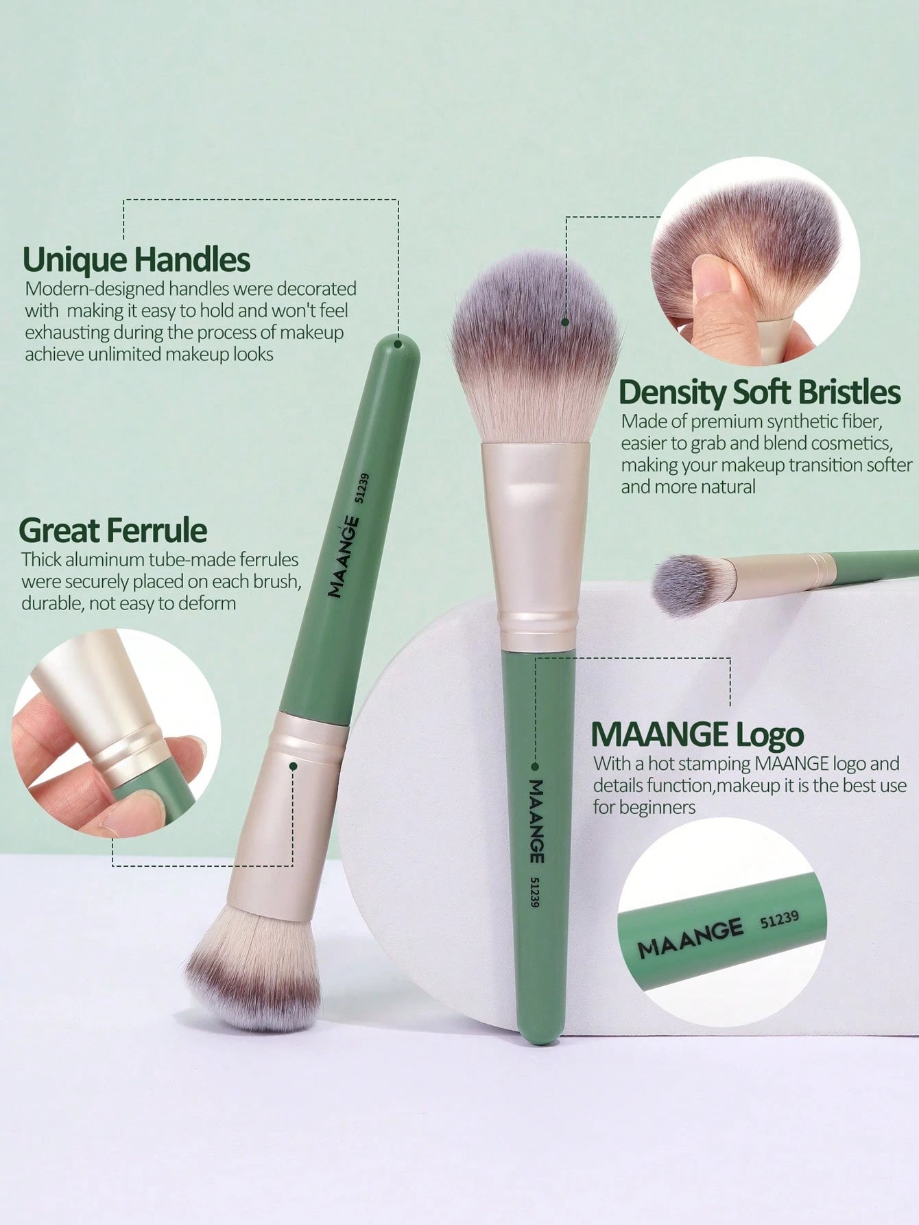 Maange Professional Makeup Brush Set 18 pcs - الصورة 7