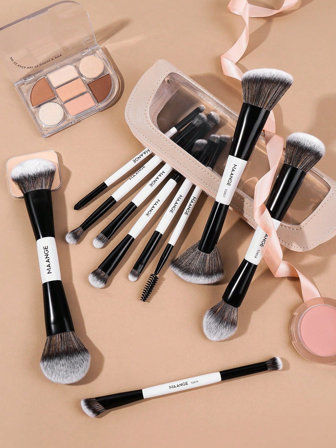 Maange 10Pcs Makeup Brush With Bag - الصورة 3