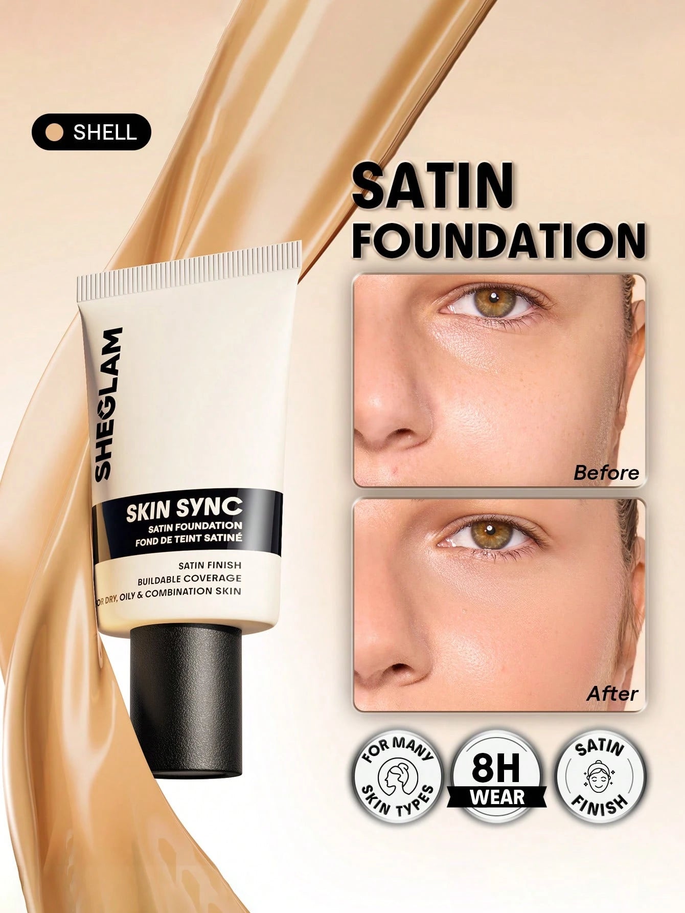 SHEGLAM Skin Sync Satin Foundation - الصورة 17