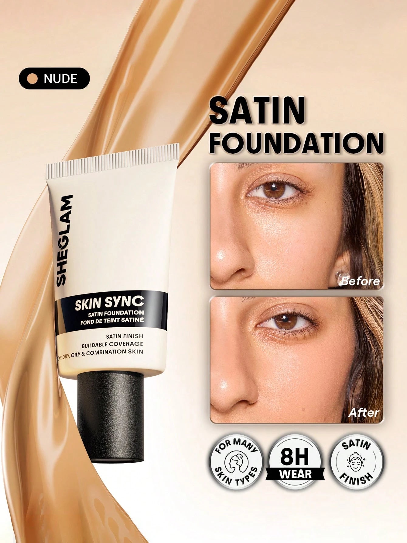 SHEGLAM Skin Sync Satin Foundation - الصورة 15