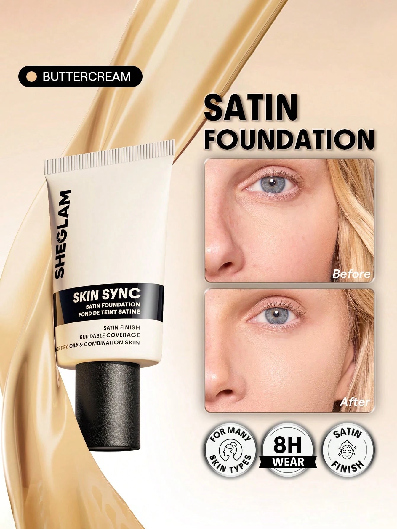 SHEGLAM Skin Sync Satin Foundation - الصورة 16