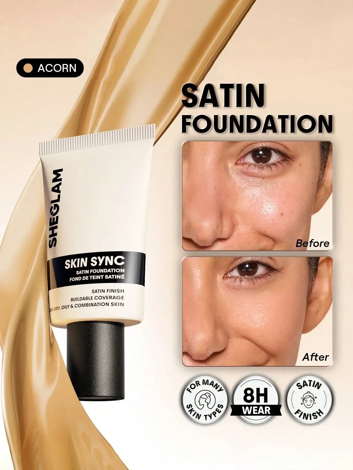 SHEGLAM Skin Sync Satin Foundation - الصورة 18