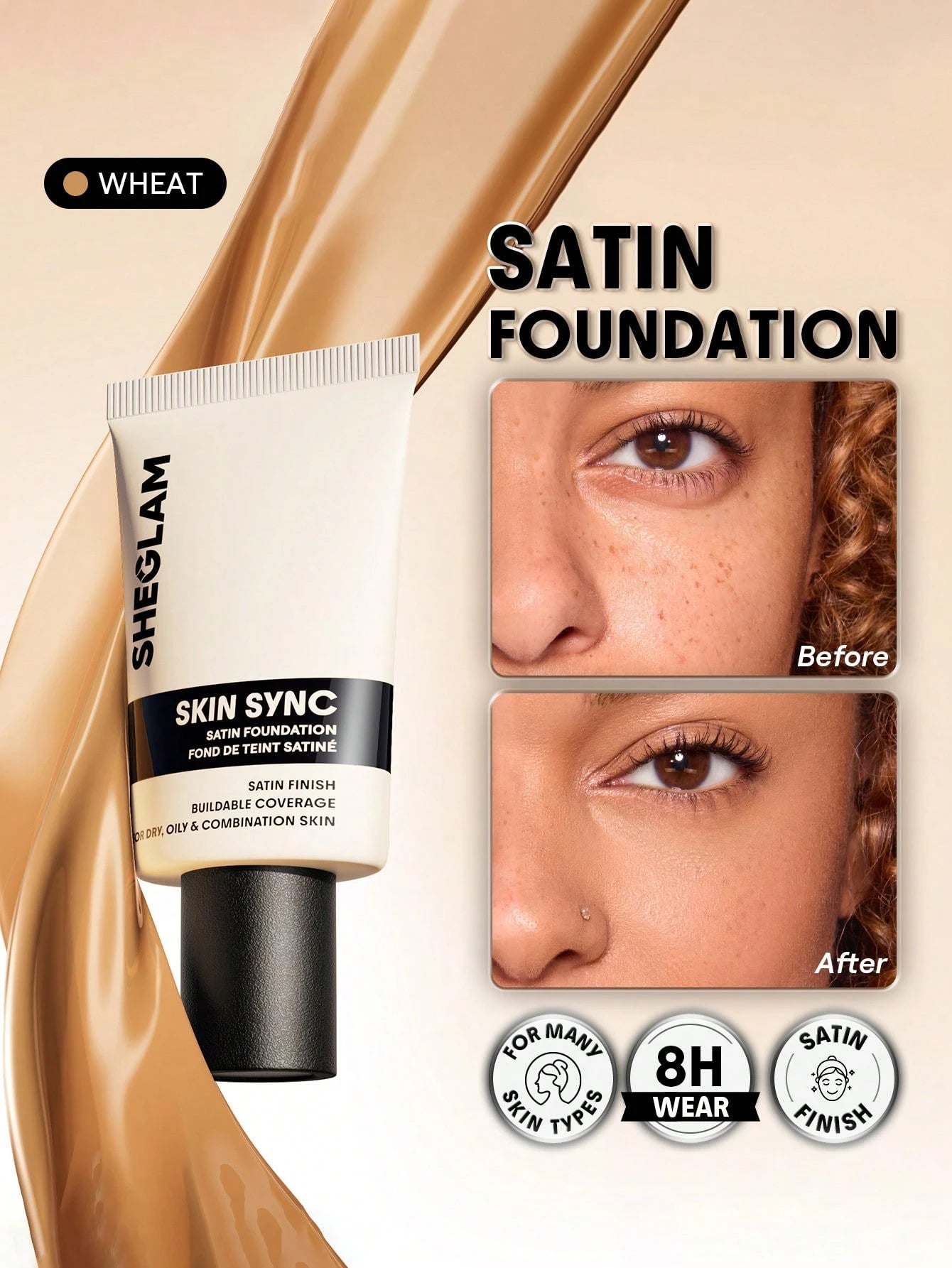 SHEGLAM Skin Sync Satin Foundation - الصورة 65