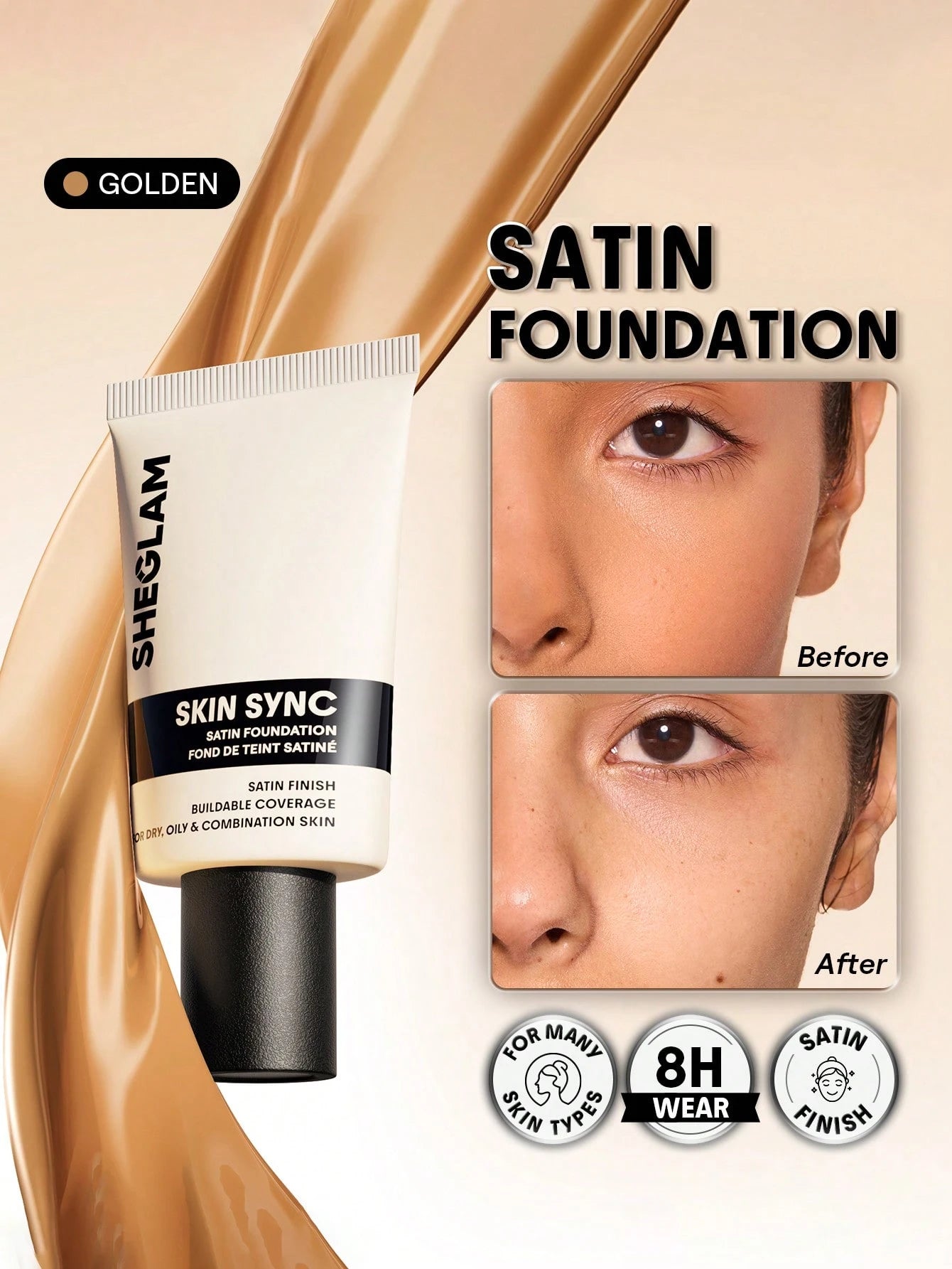SHEGLAM Skin Sync Satin Foundation - الصورة 68