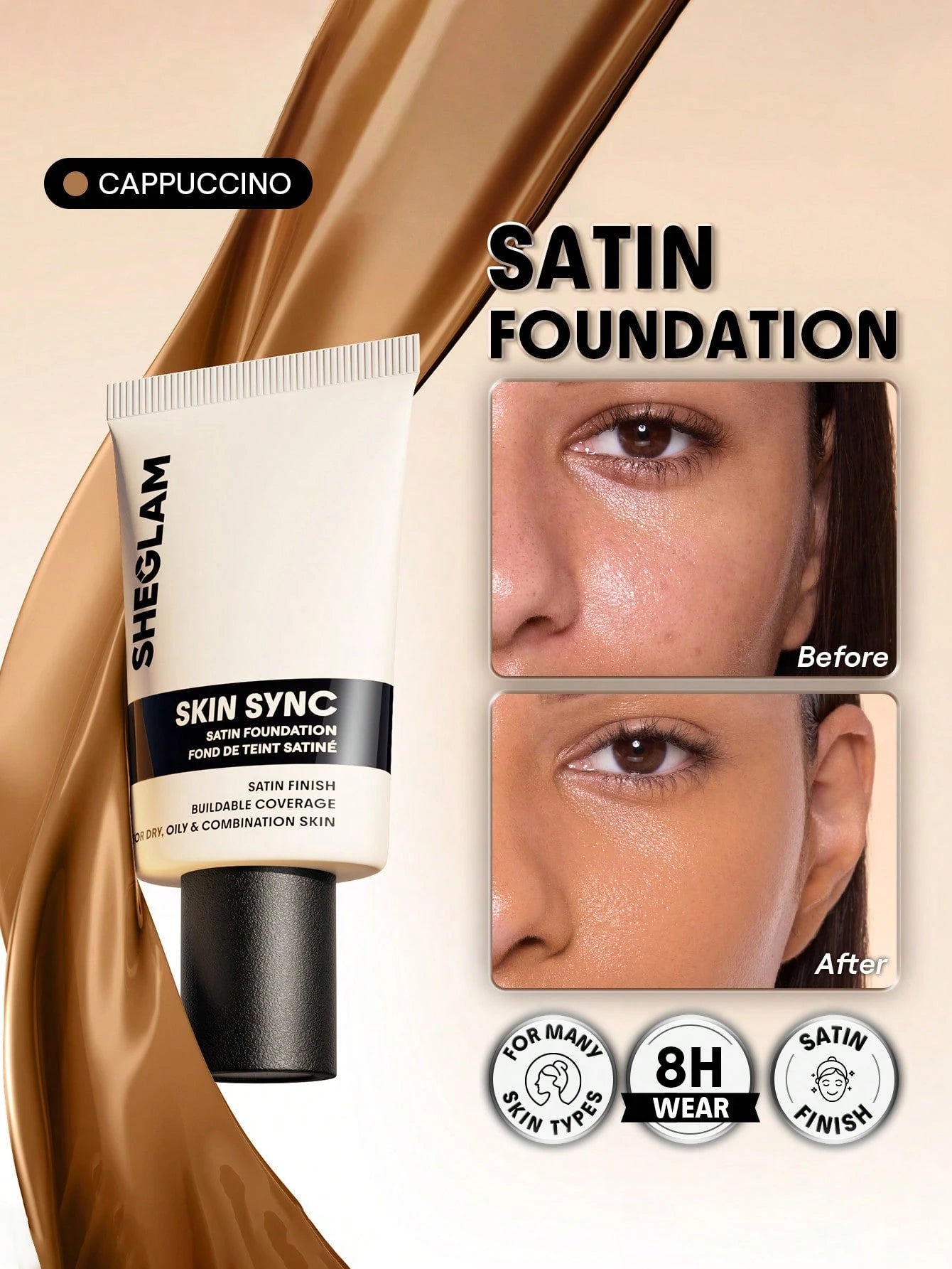 SHEGLAM Skin Sync Satin Foundation - الصورة 37