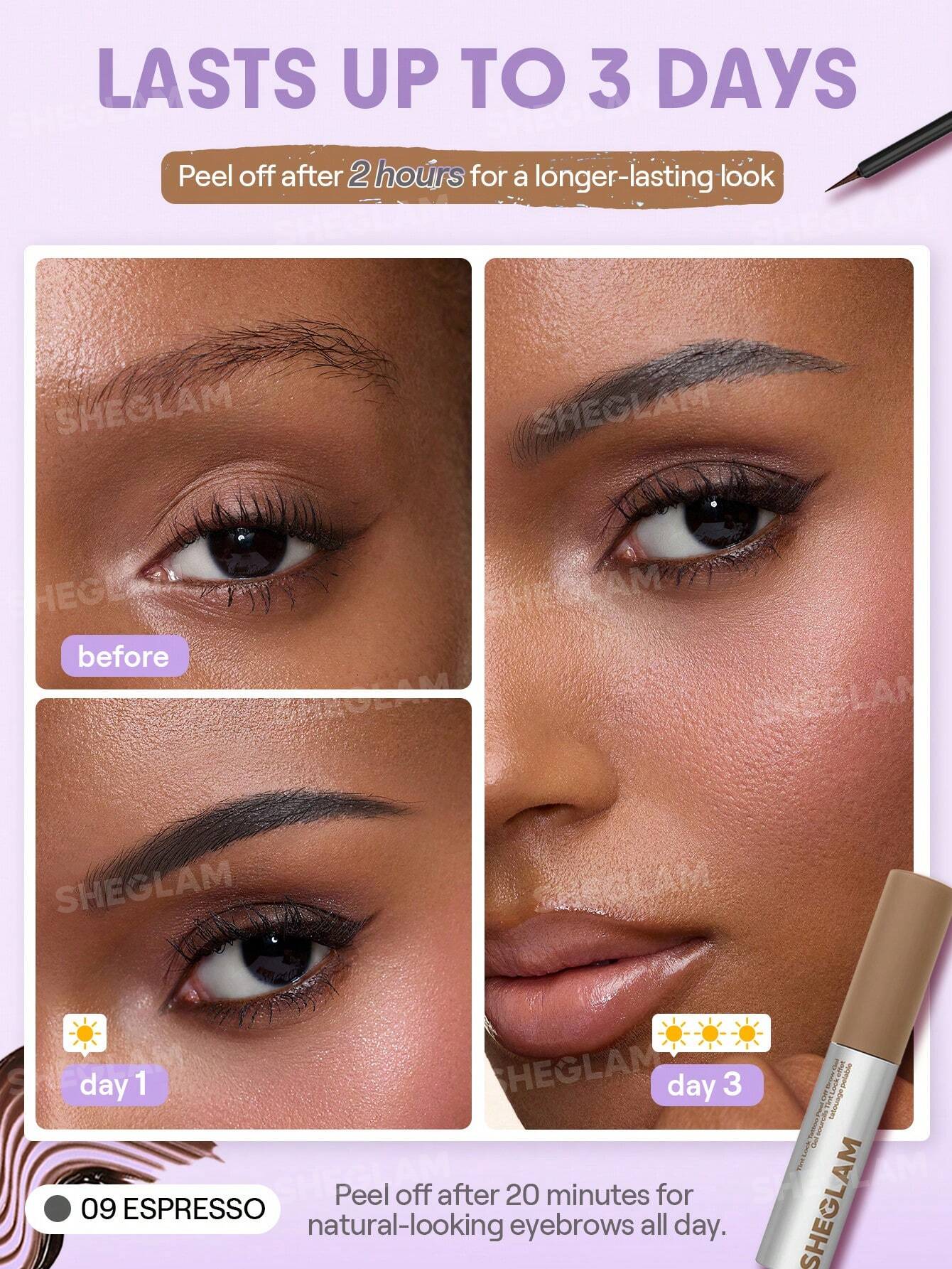 Sheglam Tint Lock Tattoo Peel Off Brow Gel - الصورة 10