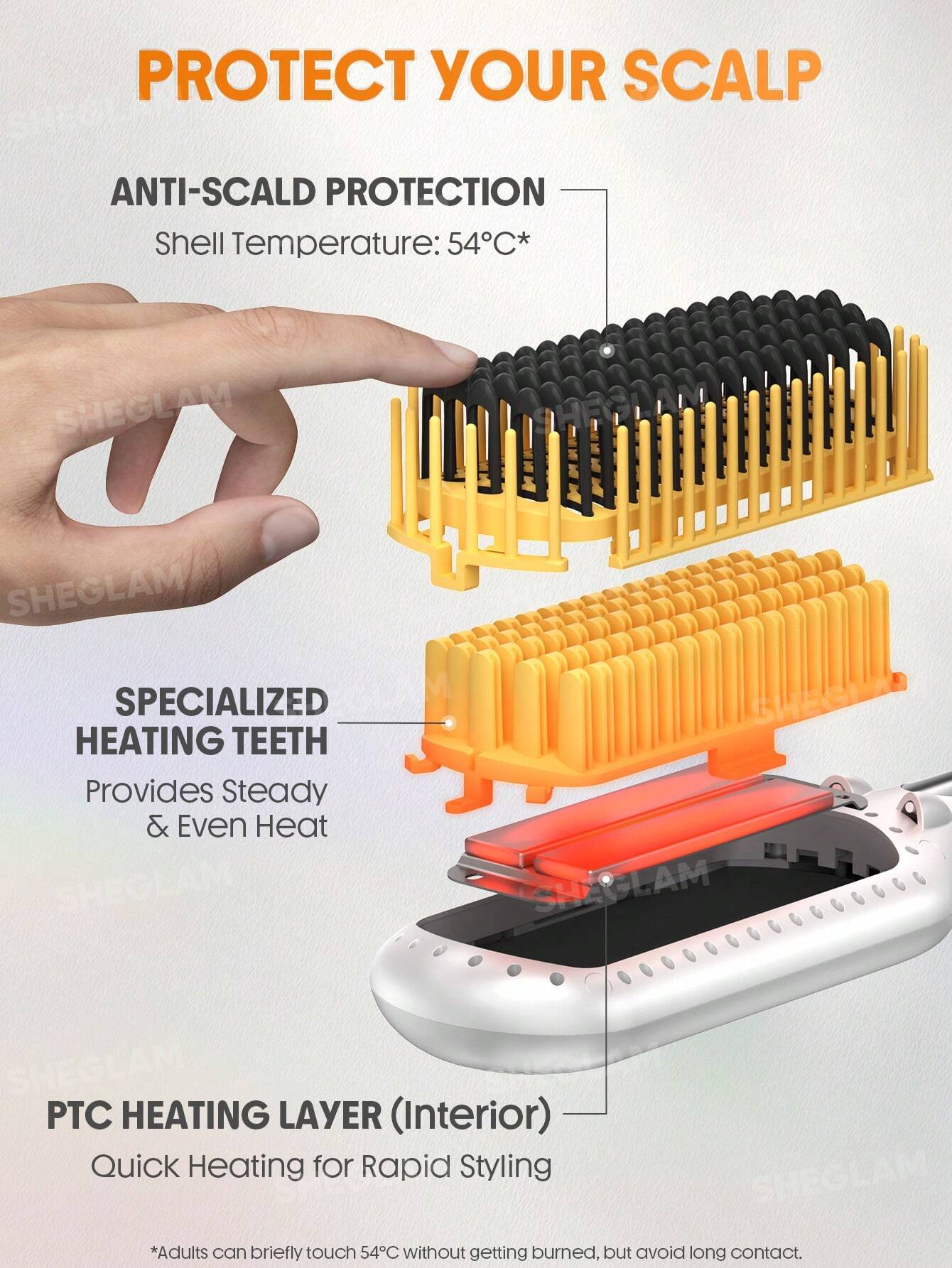 Sheglam Hair Sleek Chic Triple Grip Straightening Brush - الصورة 3
