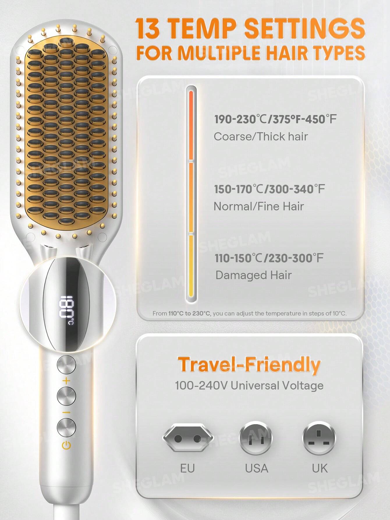 Sheglam Hair Sleek Chic Triple Grip Straightening Brush - الصورة 7