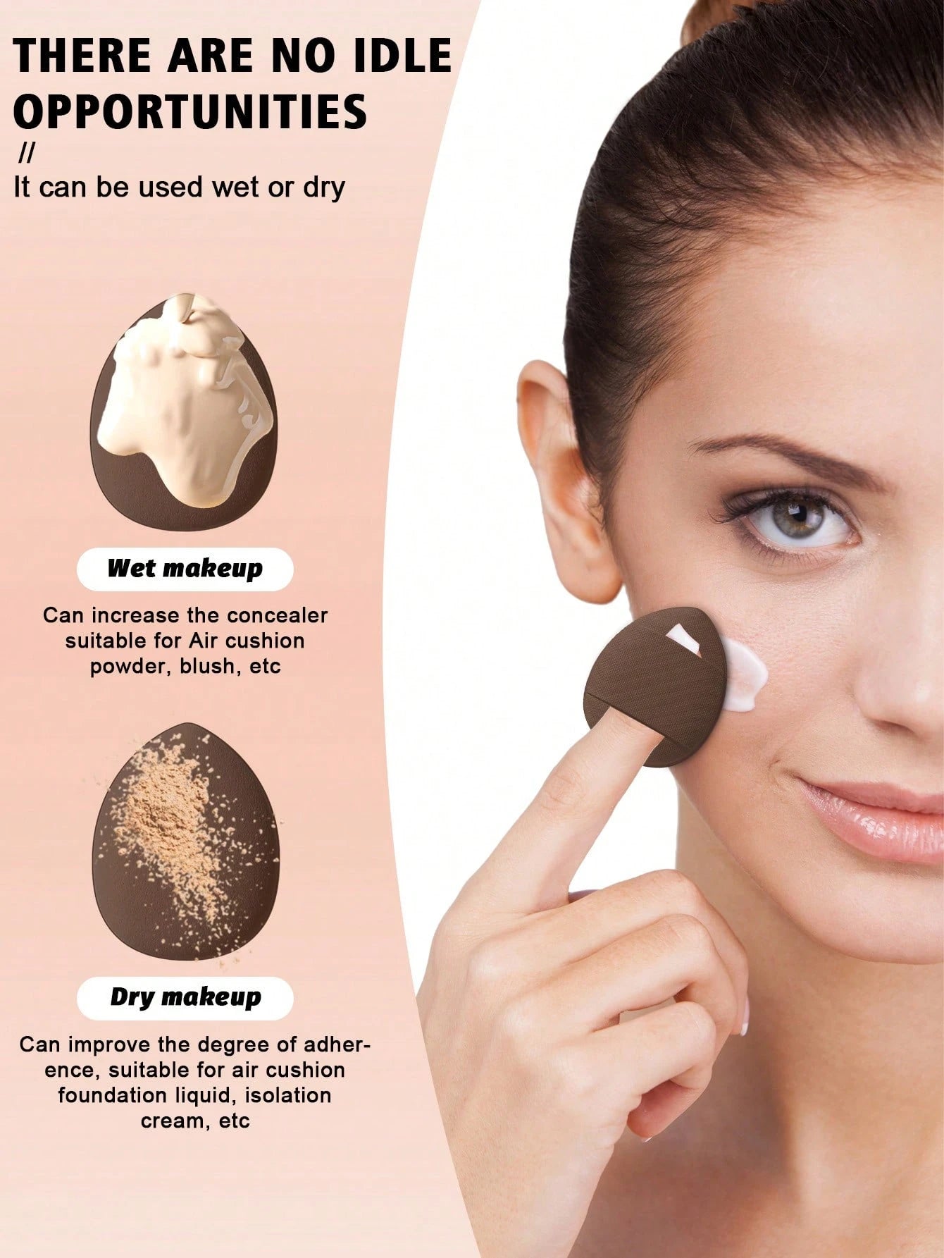 Shein 14 Pcs Makeup Brush Set Gold + 4 powder pads + 2 thumb sponge - الصورة 4