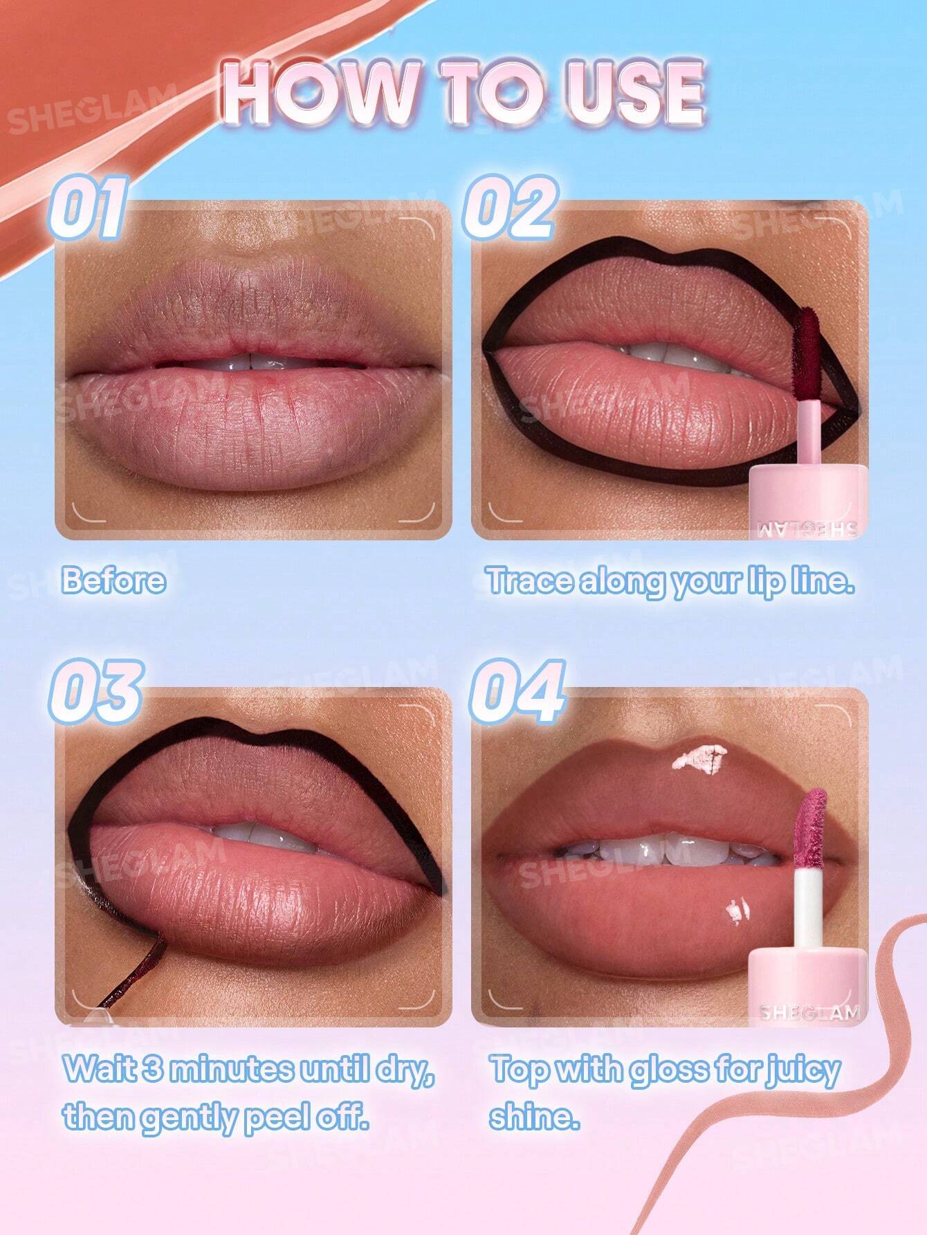 SHEGLAM Line To Shine Peel-Off Lip Stain & Gloss Duo - الصورة 3