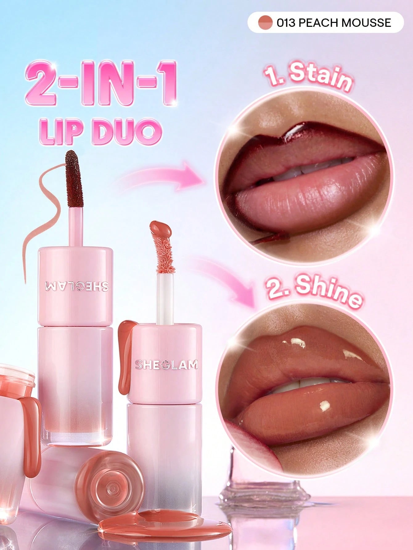 SHEGLAM Line To Shine Peel-Off Lip Stain & Gloss Duo - الصورة 36