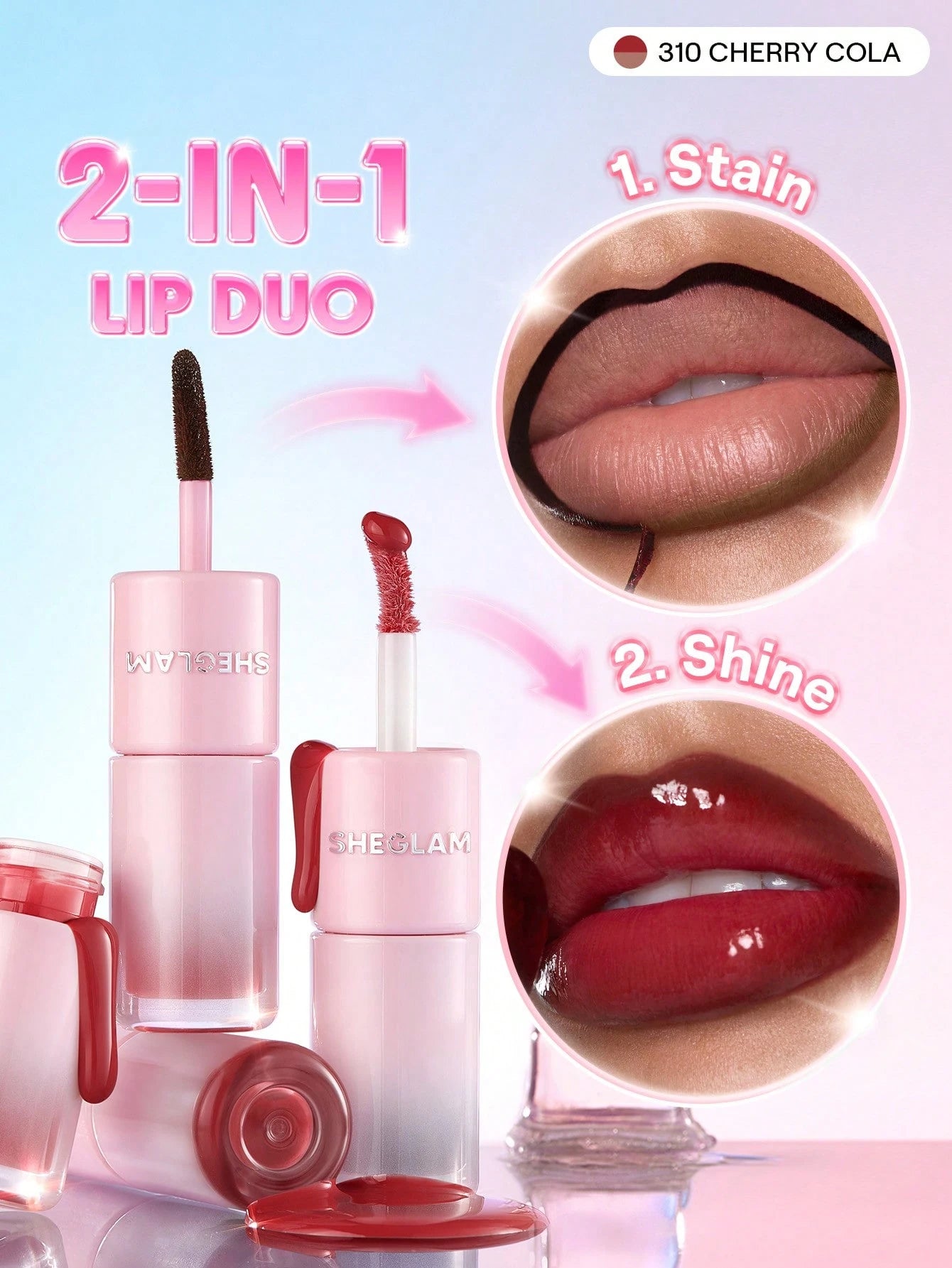 SHEGLAM Line To Shine Peel-Off Lip Stain & Gloss Duo - الصورة 60