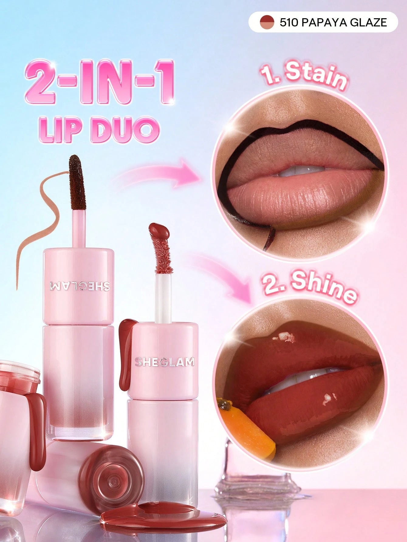 SHEGLAM Line To Shine Peel-Off Lip Stain & Gloss Duo - الصورة 13