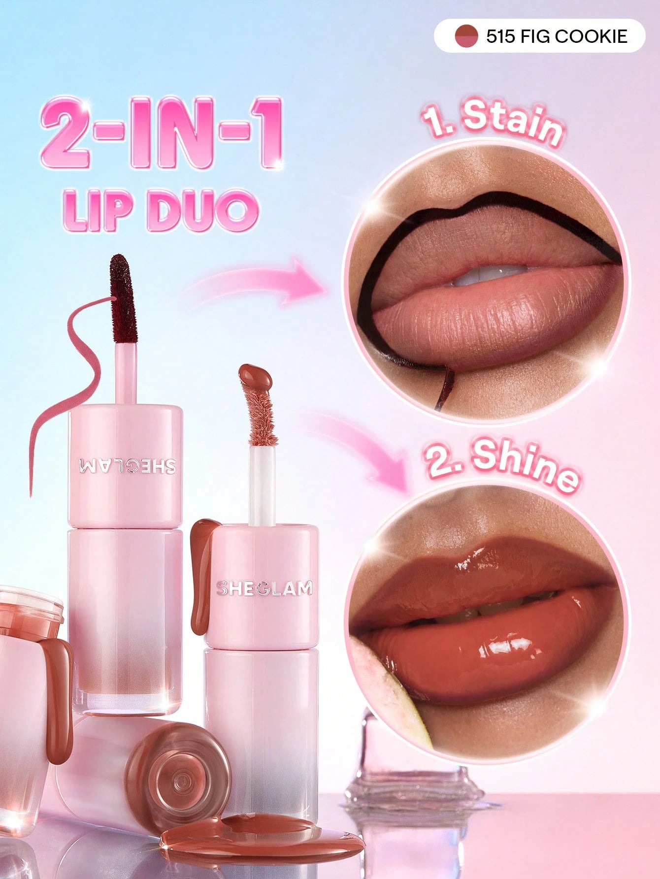 SHEGLAM Line To Shine Peel-Off Lip Stain & Gloss Duo - الصورة 28
