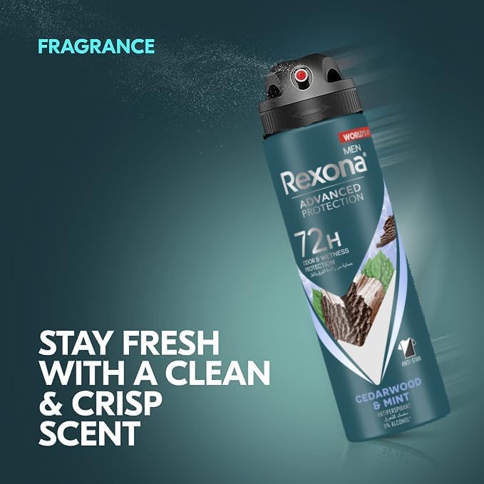 Rexona Men Cedarwood Mint مضاد تعرق مزيل عرق بخاخ - 150مل - الصورة 2