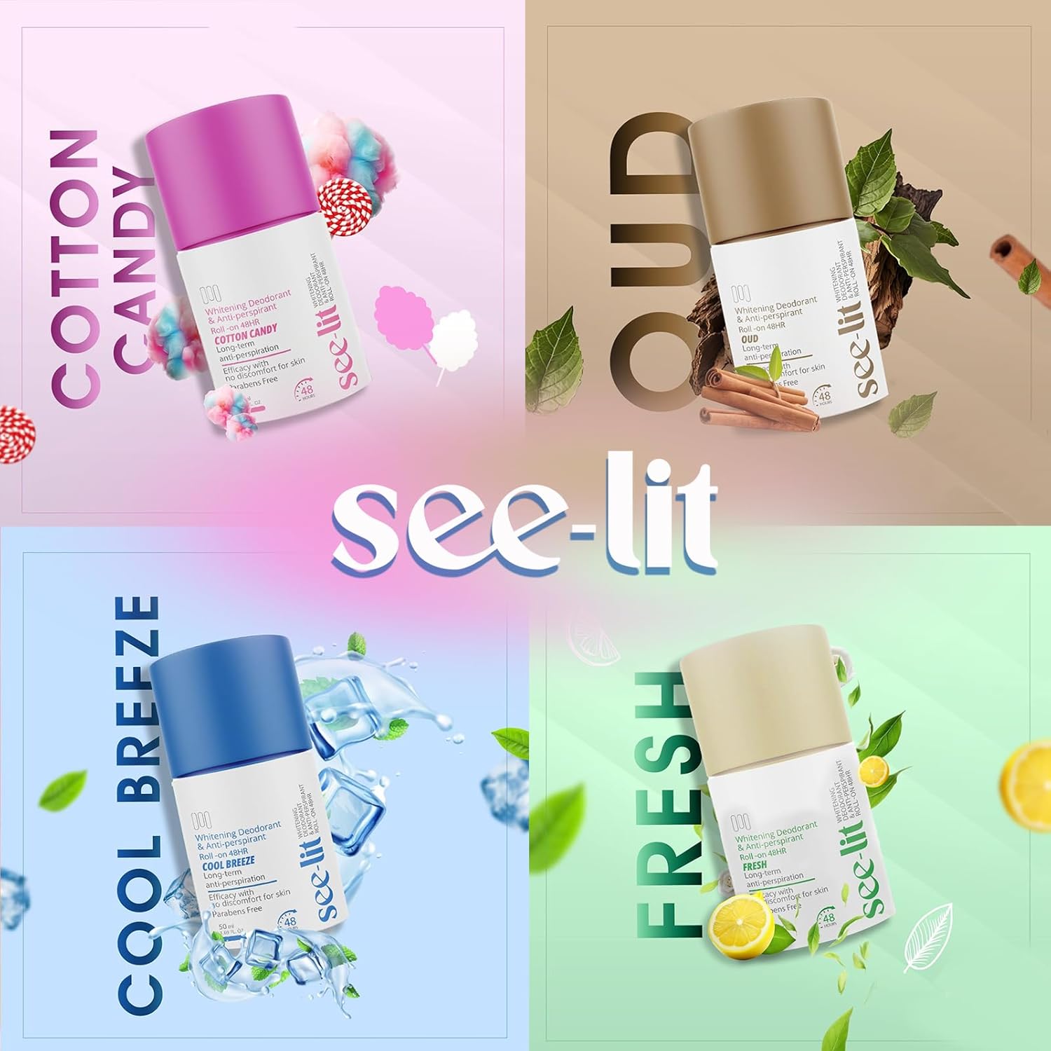 See Lit تفتيح مزيل عرق رول أون Cotton Candy 50مل 1+1 - الصورة 3