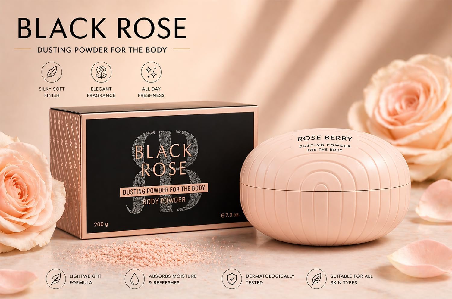 روز بيري أسود Rosen Body بودرة Dusting بودرة 200G - الصورة 2
