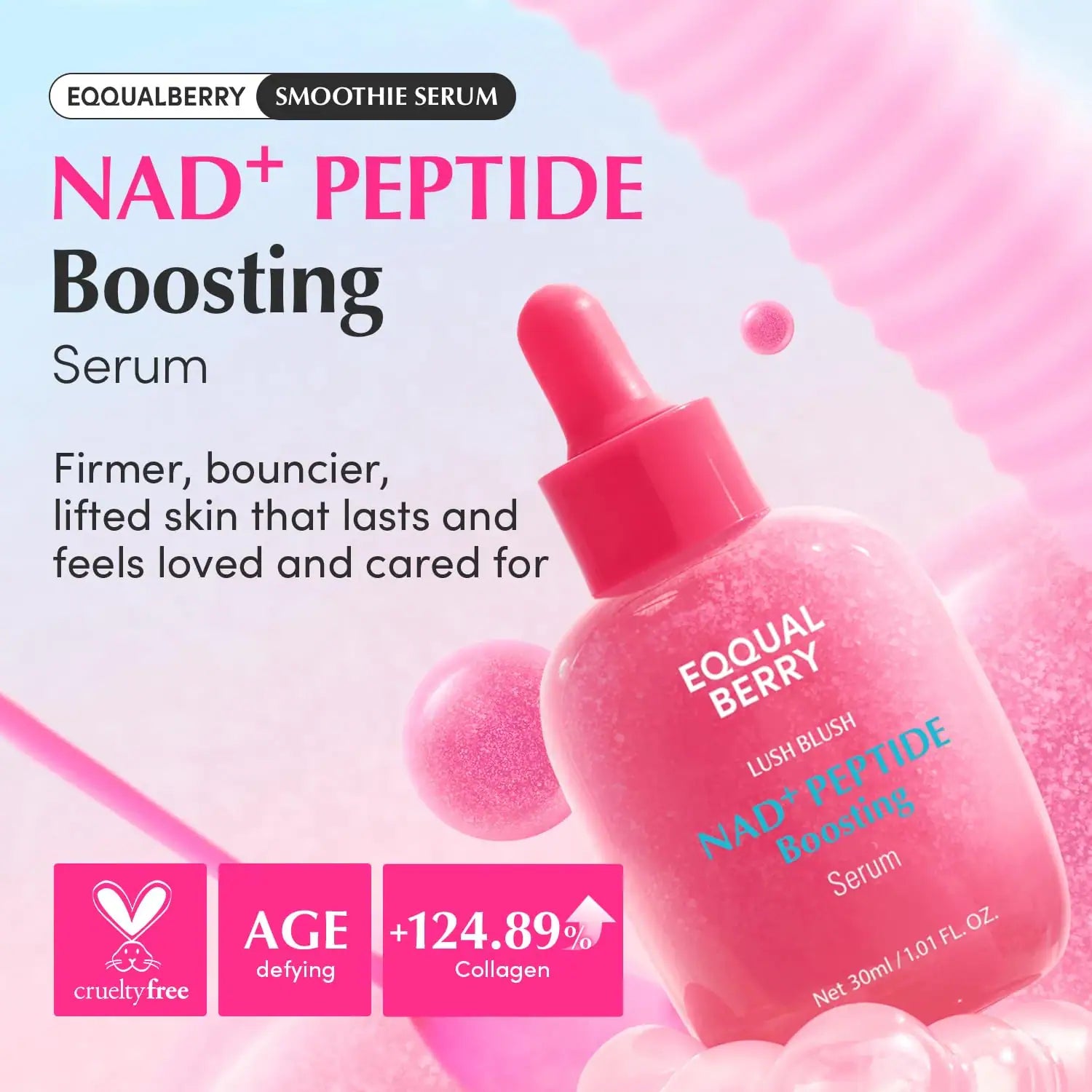 EQQUAL BERRY Lush Blush NAD + Peptide Boosting Serum 30ml - الصورة 4
