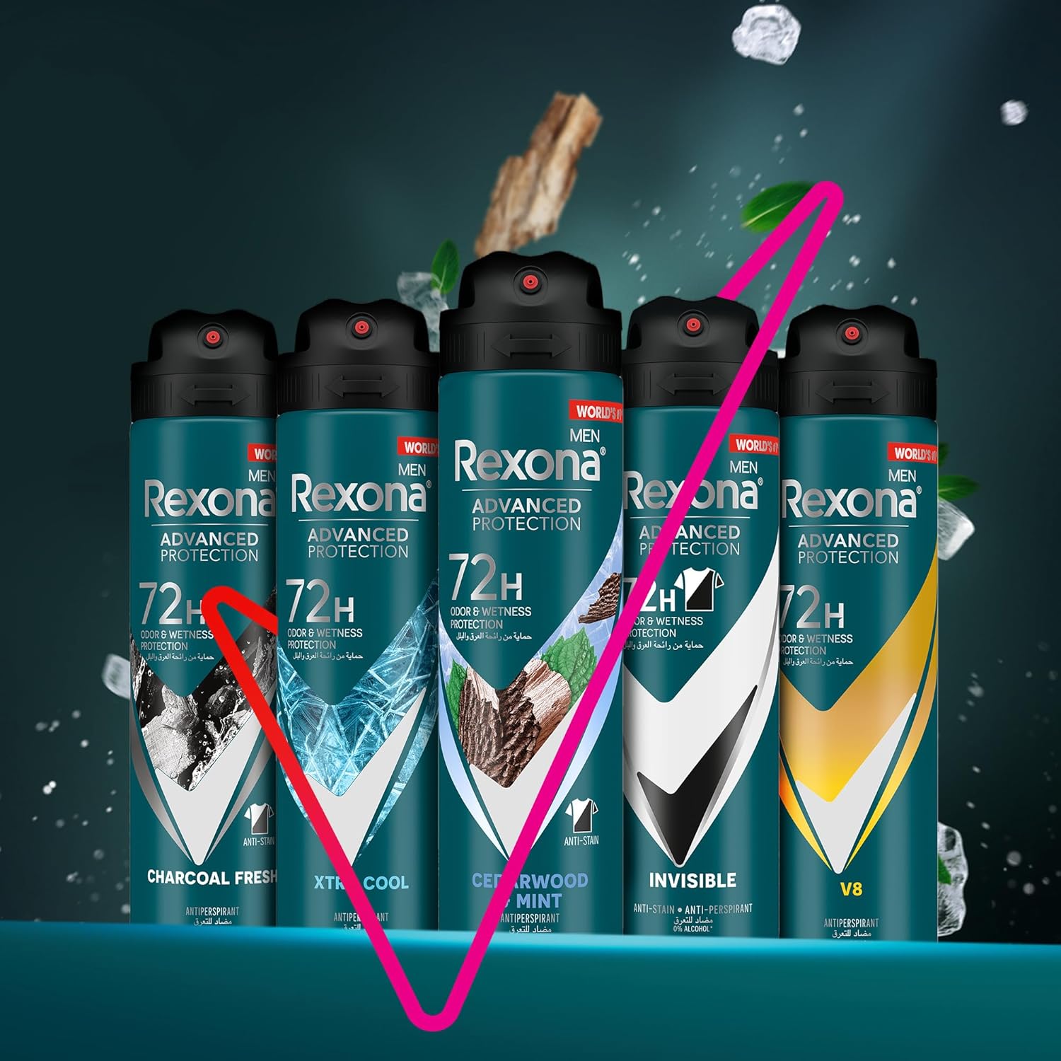 Rexona Men Advanced Protection 72H+ Antiperspirant مزيل عرق V8 بخاخ - 150مل - الصورة 3