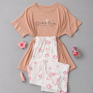 Pink Lace Women's Pajama Set