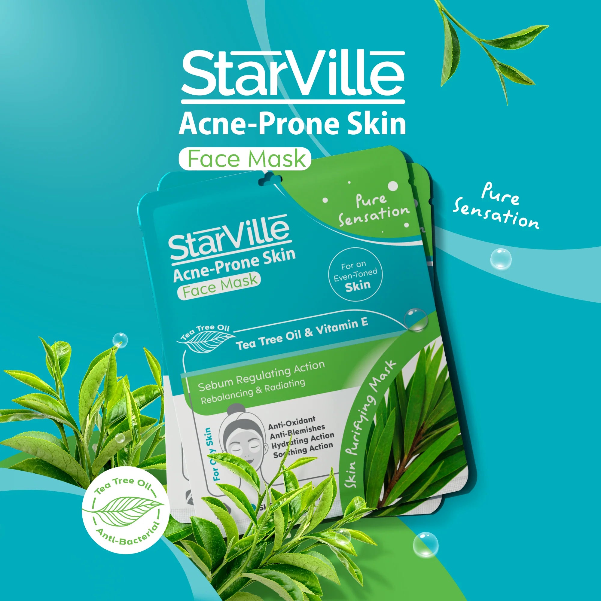 StarVille Acne prone Skin Face Mask X1 Sheet - الصورة 3