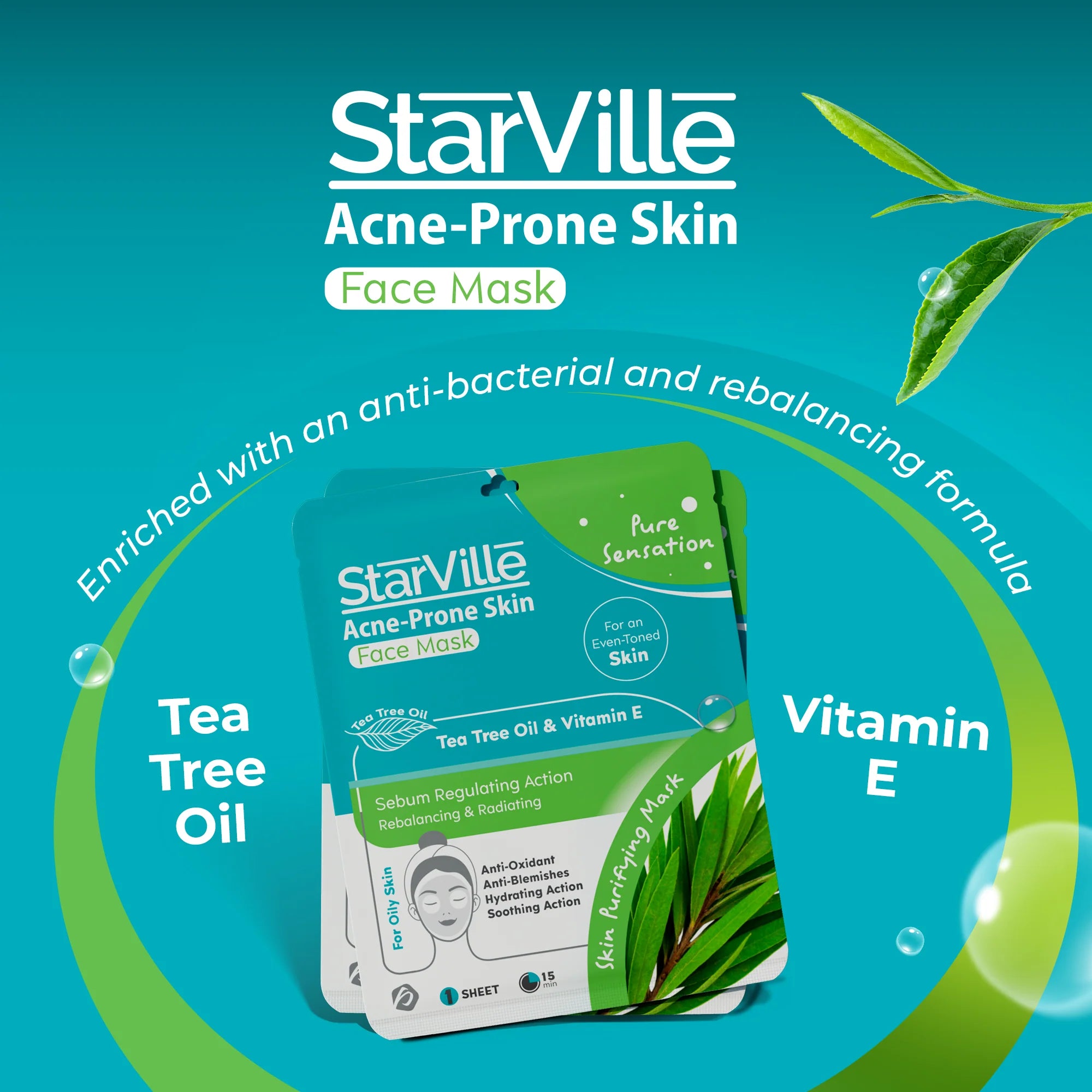 StarVille Acne prone Skin Face Mask X1 Sheet - الصورة 4