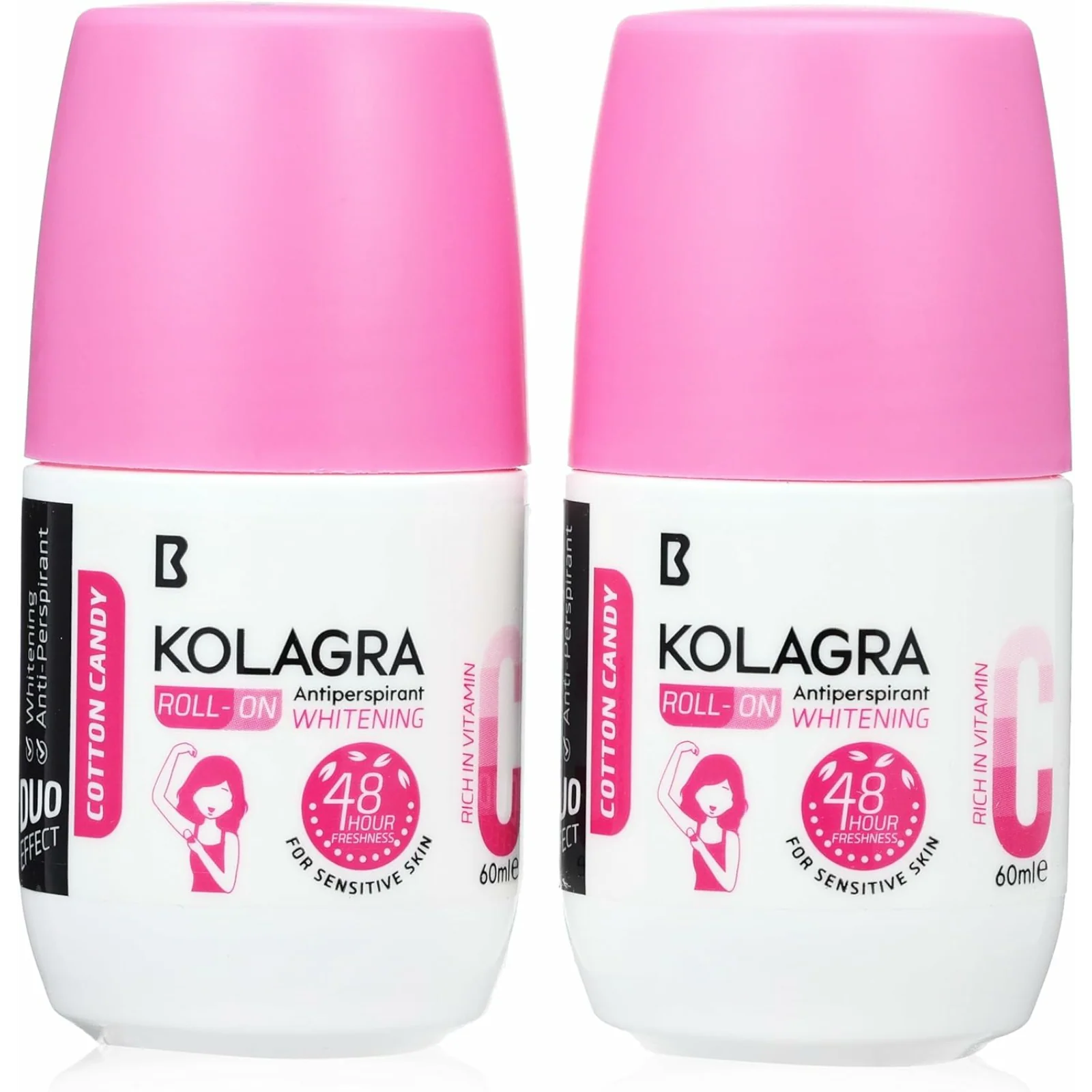 KOLAGRA تفتيح رول أون 2X1 Promopack 1+1 Cotton Candy 120مل وردي