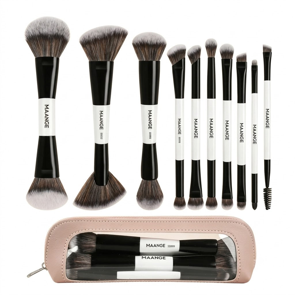 Maange 10Pcs Makeup Brush With Bag