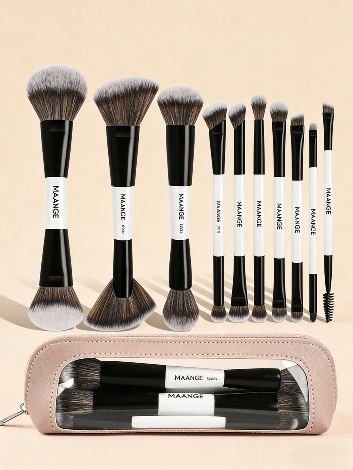 Maange 10Pcs Makeup Brush With Bag - الصورة 2