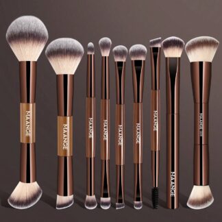 Maange 9Pcs Makeup Brush Brown