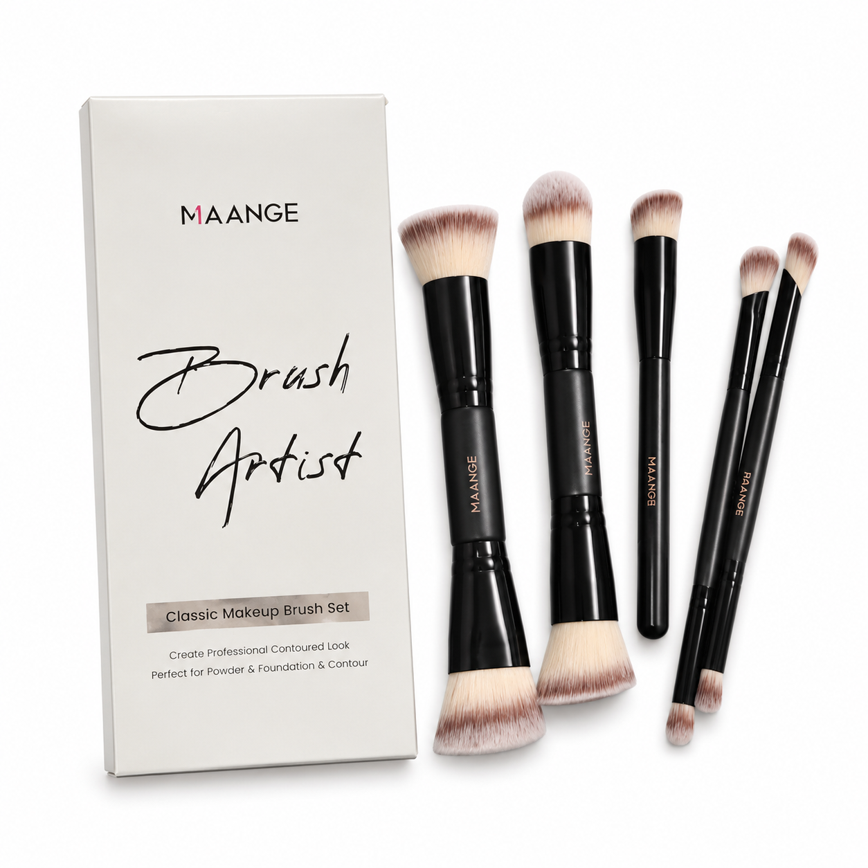 Maange Classic Makeup Brush Set Black 5Pcs