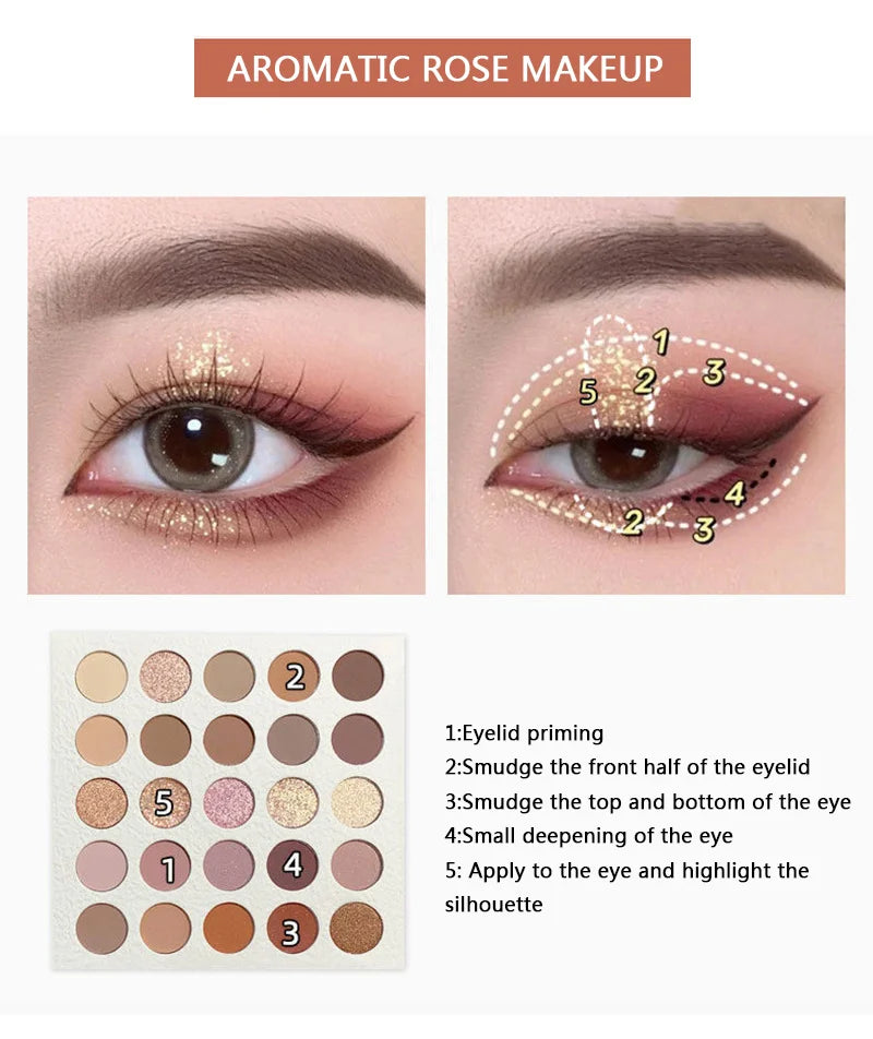 shein lucky me 25-Color Eyeshadow Palette With Cosmetic Brush - الصورة 7