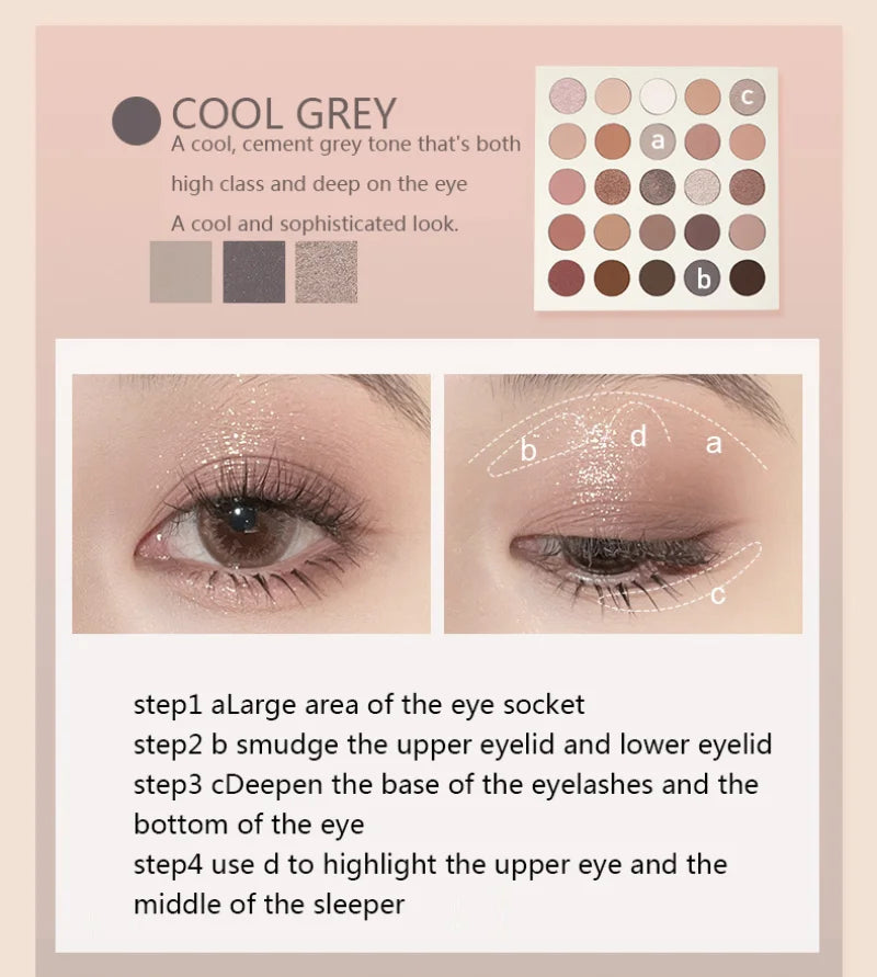 shein lucky me 25-Color Eyeshadow Palette With Cosmetic Brush - الصورة 4