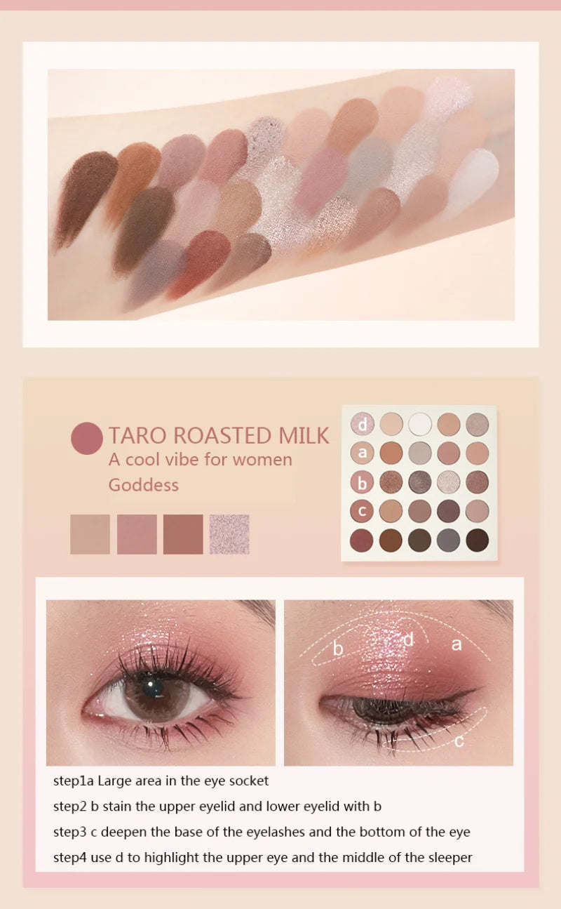 shein lucky me 25-Color Eyeshadow Palette With Cosmetic Brush - الصورة 9