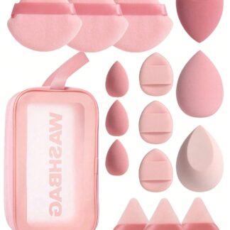 Shein 16 Large Makeup Sponge Set With Bag Pink