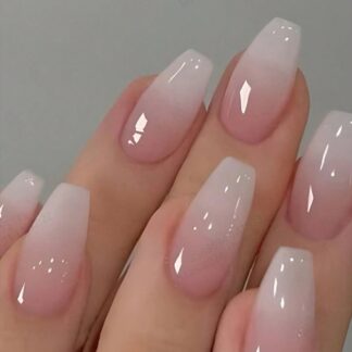 Shein 24pcs Short Coffin Shape Pink Nail