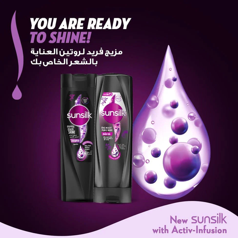 Sunsilk أسود Shine شامبو 350 مل + بلسم 350 مل - الصورة 3