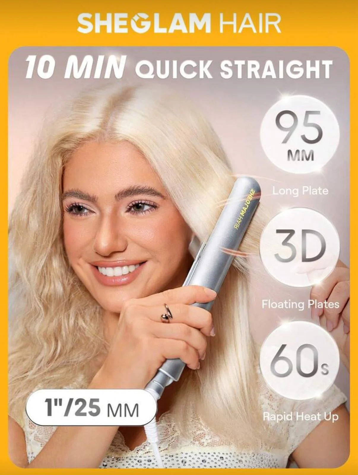 sheglam Sleek Chic Insta-Heat Straight Styler 25mm - الصورة 3