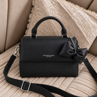 Bow Charm Top-Handle Crossbody Bag - Black