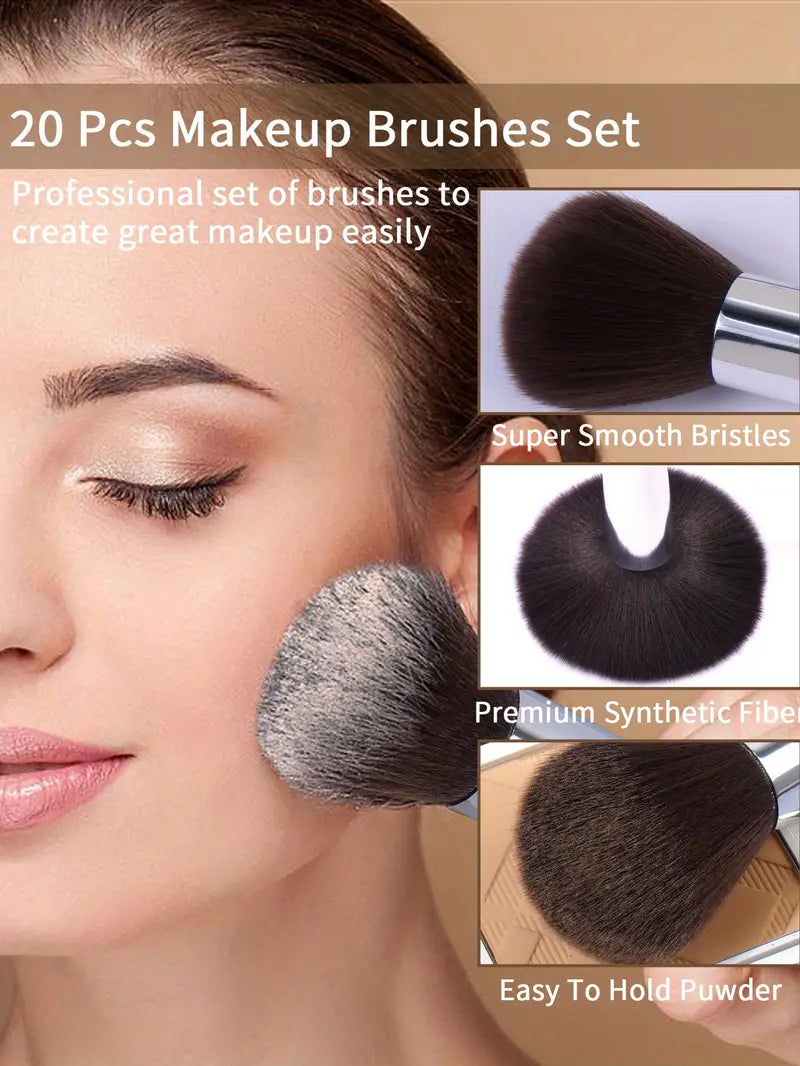 Maange Luxury Professional Makeup Brush Set 21 Pieces - Black - الصورة 6