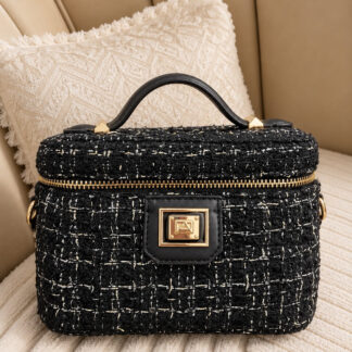 Tweed Box Vanity Crossbody Bag - Black